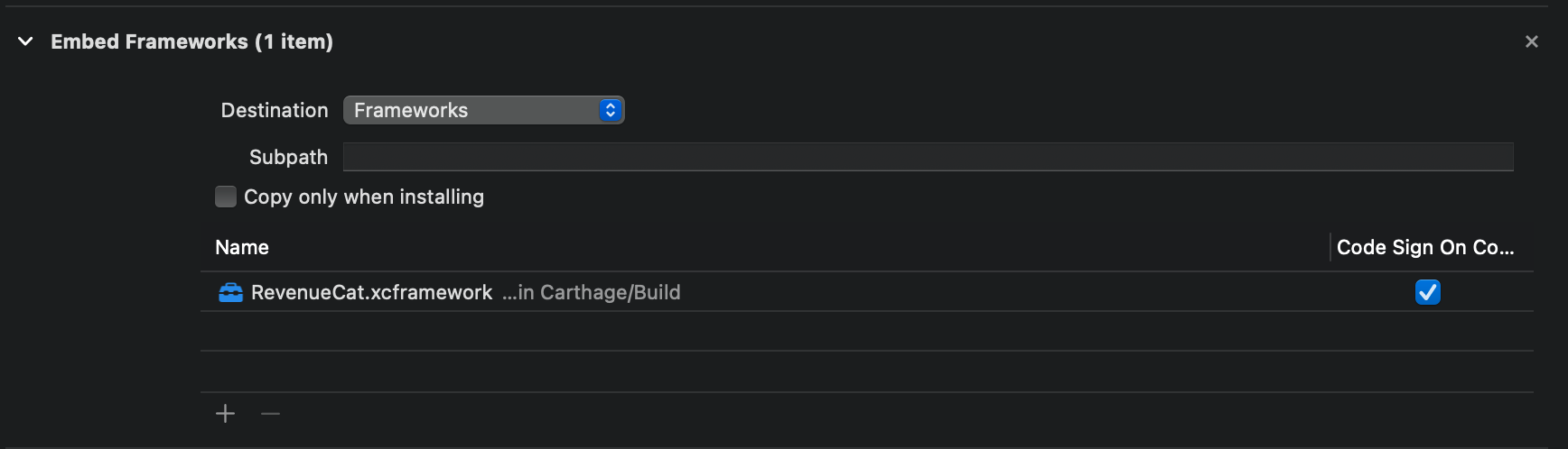 embed frameworks after